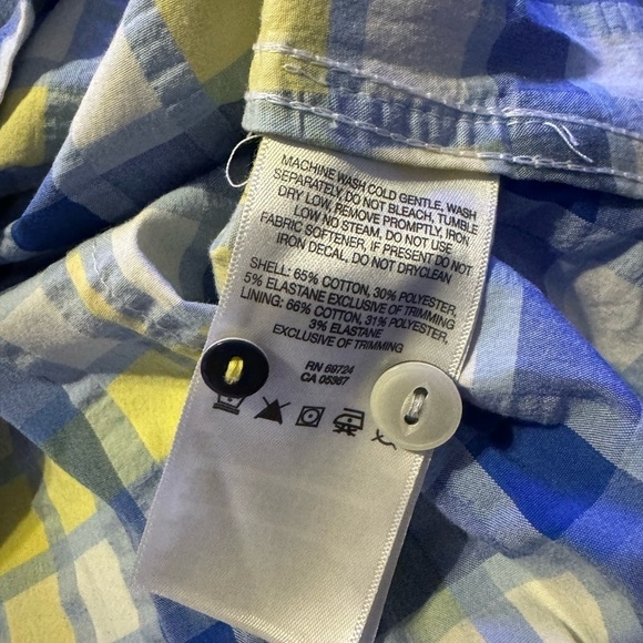 Women’s Columbia Long sleeve plaid shirt- blue and yellow- size small - Picture 2 of 4